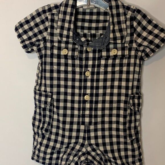 Baby Gap Gingham Print Navy Romper - Picture 1 of 6